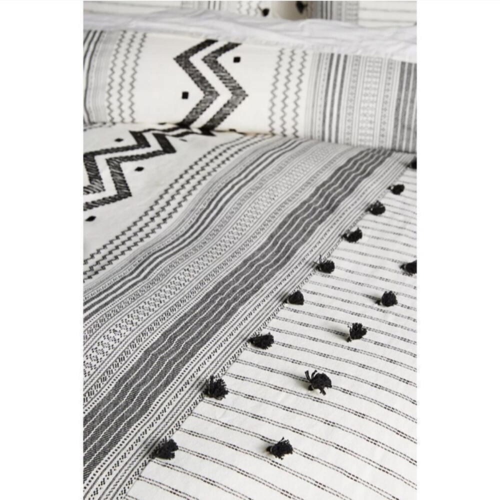 Anthropologie Pendana Embellished Duvet Cover Boho Cotton